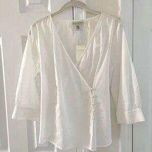New w. Tags Banana Republic White Wrap Blouse